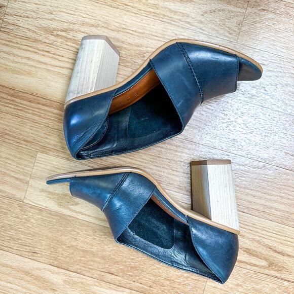 1.State Amble D'Orsay Style Open Toe Wooden Block Heel Leather Open Toe Pump - Picture 4 of 8